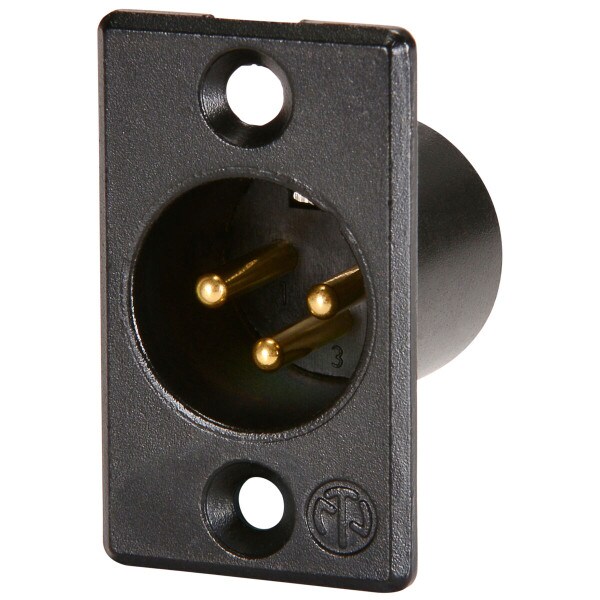 Main product image for Neutrik NC3MP-B XLR Panel Mount Male Black Gold 092-015